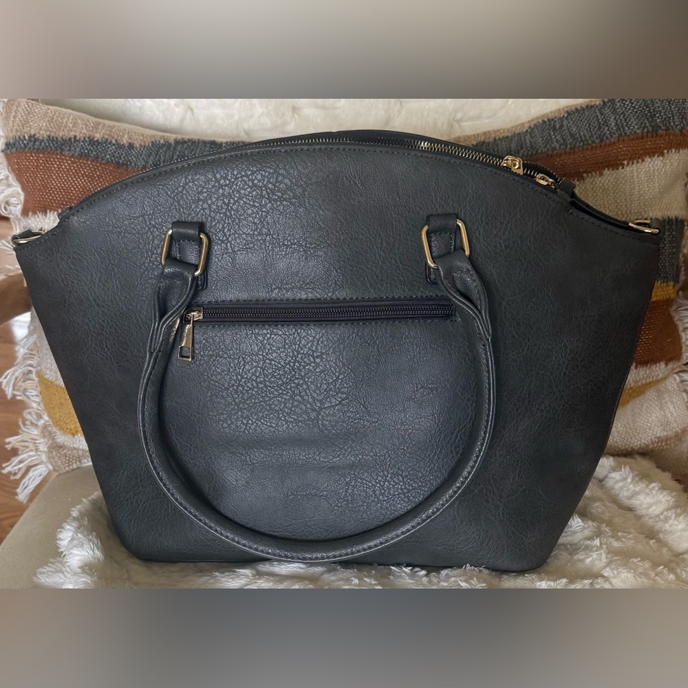 Kate Spade New York Quilted Leather Satchel Gray Large Top Handle Bag Gold HW - Picture 3 of 11